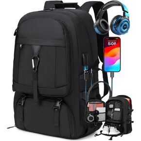 17.3 Inch Travel Laptop Backpack with Shoe Compartment,50L Carry on Flight Approved Backpacks Multiple Compartments,Water Resistant Anti Theft Bag with USB Charging Port,for Men Women