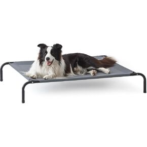 Love's cabin Elevated Cooling Dog Bed for Large Dogs, Portable Indoor & Outdoor Raised Pet Dog Cat Cot, Durable Summer Frame with Breathable Mesh, Grey, 48 inches