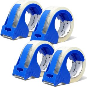 Clear Packing Tape with Dispenser, 2.0 mil Heavy Duty Shipping Tape, Packaging Tape Refills for Shipping and Moving Boxes, 1.88 inch x 66.6 Yards Packing Tape Dispenser Gun, 4 Roll + 4 Dispenser