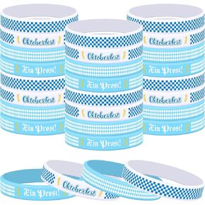 Lesnala 48 Pcs Oktoberfest silicone bracelets Beer festival rubber wristbands Bavarian style accessories for Party Favors Decorations Supplies Goodie Bag Fillers 2 styles