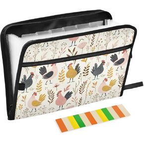 Strawberry Cute Flower File Folders,Plastic Folders with 13 Pockets,Expandable File Folder for Documents School Students Office,Aesthetic Folder with Labels A4 Letter Size