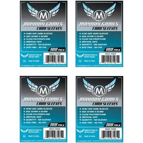 Mayday Games 7028 Clear Sleeves 59x92mm Euro Game Size (4x100, 400 sleeves)
