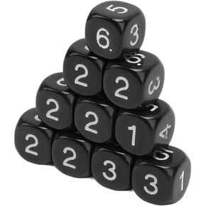 20Pcs Black 6 Sided Number Dice, Round Corner Polyhedral Dice, Polyhedral Dice Role Playing Dice for Numeral Teaching Board Games, Table Games Role Playing Dice Black Dice（16mm ）