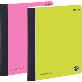 Enday Composition Notebooks College Ruled Paper, Hard Cover Composition Notebook, Premium Lined Composition Books, 100 Sheets Ruled Notebook, Pink and Yellow (2 Pack)