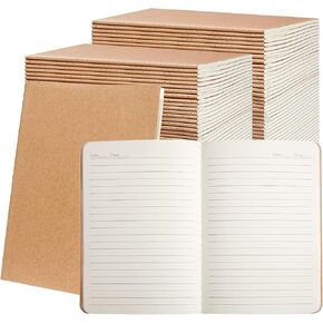 100 PCS A5 Kraft Notebooks ، دفتر دفتر اليومية Bulk 8.3 "x 5.5" دفتر Softcover لكتابة رسم تخطي