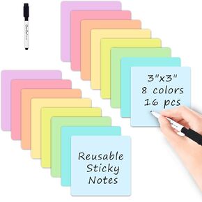 Clever Clean Large-Size Non-Magnetic Whiteboard for Fridge 17.5"x13.5" - Restickable Dry Erase Whiteboard Sticks to Most Smooth Surfaces - 6 Markers Included