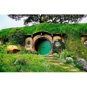 Hobbit Cave Aquarium Backdrop Matamata Rural Hobbit Living Cabin Green Grass Garden Terrarium Backdrop Ring Lord Fans Fish Tank Background Hobbit Cave Reptile Habitat Background Decors 24x12in