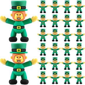Hanaive 24 Pcs St Patricks Day Leprechaun Figurine Mini Leprechaun Toys PVC Miniature Irish Figurines Green Decor for St Patricks Day Party Garden Table Decorations, 2.4 x 2.4 Inches