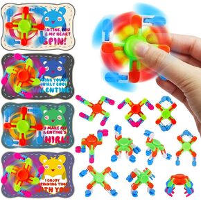 DG-Direct 28 Packs Valentine's Day Cards with fidget spinner Toys, Kids Valentine Party Favor, Valentine's Day School Classroom Prizes, Valentine Exchange Gift