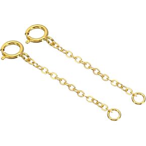 PATIKIL 1 Inch S925 Silver Necklace Extender, 2 Pack Gold Plated Chain Extenders Extension for Necklaces Bracelet Jewelry Making, Golden