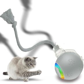 Interactive Cat Ball Toy 2025 New Indoor Cat Toy for Bored Indoor Adult Cats, 360° Automatic Rolling Ball Toy Electric Dog Ball, Cat Rotating Ball Toy for Cats Kittens, Motion Activated,(Gray)