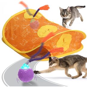 Interactive Cat Toys Ball Fast Rolling in Pouch, Touch Activated Hide and Seek Toy, Electric Cat Toys for Indoor Cats