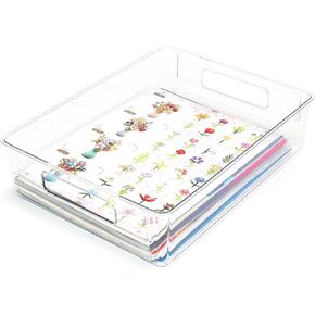 Plastic Letter Tray, Desk Tray Drawer Organizer, A4 Large Desk Rrganizer Tray, Versatile Storage Box Set for Office Home Supplies,13.11 x 9.84 Inches, Clear