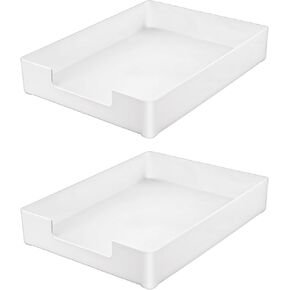 2 Pcs Rectangular Plastic Desk Organizer Tray, Desk Letter Tray, A4 Letter Size Stackable File Tray, Desktop File Paper Holder, Book Storage Rack, Anti-Skid Plastic Organizer Desk Tray for Office