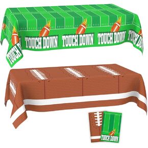 Superbowl Party Decorations 2025, Football Party Decorations, 2 PCS Disposable Plastic Football Tablecloth, Football Theme Sports Gamer Birthday Party Supplies Favors Decor Table Cover, 54 x 108inch
