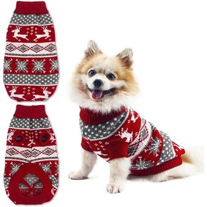 Christmas Dog Sweater Puppy Sweater for Holiday Christmas Sweater with Moose Pattern for Dogs and Cats S