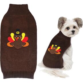 GOYOSWA Dog Thanksgiving Sweater, Knitted Thanksgiving Fall Holiday Dog Sweaters Outfit Clothes for Small Medium Large Dogs Pets (Orange, Small) in Saudi Arabia