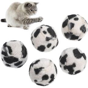 5pcs Animal Balls Cat Tennis Plush Small Cat Exercise Print Scratching Prevention Fleece Cute Sweater Dog Leopard Cat Ball Jungle Kittens Patch Treats Bath Pom Pet Mini - Random Color
