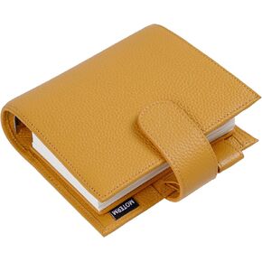 Moterm Pocket Luxe Rings Planner - Genuine Leather Binder Organizer (Pebble-Mustard, 30mm Ring)