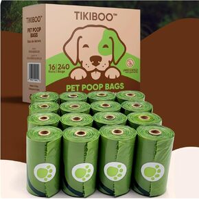 Dog Poop Bags Refill Rolls 16 Rolls / 240 Counts Unscented For all Dog Size and Cat litter