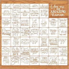 Inspirational Word Stencils for Painting on Wood Quotes Motivational Positive Drawing Stencils for Crafts Reusable (45 Words)