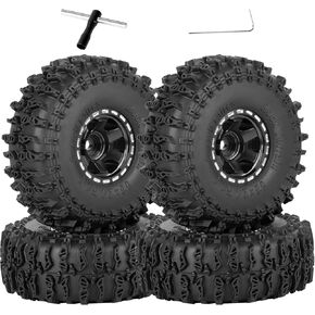 1.0 إطارات عجلة Beadlock تم تعيينها لـ 1/24 AXAI1 SCX24،1/18 TRX4M RC CRAWLER CAR ، 1.0 Beadlock Wheels 1.0 Beadlock Tires Rudrads Part ، 4pcs ، Black