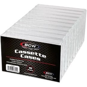 BCW Cassette Tape Case | 10 Pack | Crystal Clear Polystyrene Cassette Case | Classic Norelco-Style Boxes | Replace Lost & Damaged Cases | Perfect as Cassette Tape Storage
