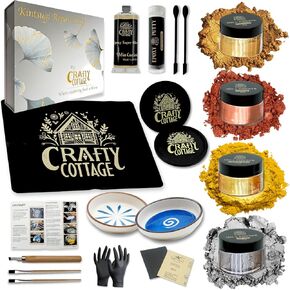 Crafty Cottage Kintsugi Repair Kit - Premium 23 pcs Japanese Ceramic Gold Repair Kit, Enjoy Kintsugi Pottery with Our Gold Glue for Ceramics and Porcelain Repair