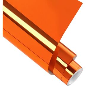 WRAPXPERT Foil HTV Soft Metallic Heat Transfer Vinyl Roll Chrome 12" x 5ft Iron on Vinyl for Shirts, Easy to Cut and Transfer for Garments, DIY T-Shirts,Orange