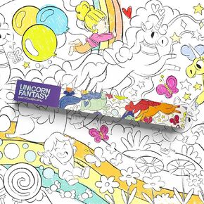 Crazy Little Books Unicorn Fantasy 30-Feet Coloring Roll for Kids – Fantasy Adventure Arts & Crafts Kit for Fine Motor Skills & Creativity Development