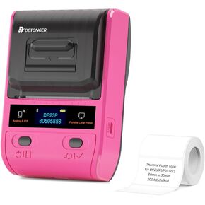 Label Maker DP23S Thermal Portable Bluetooth Barcode Label Maker with 1 Pack 50x30mm Label Sticker for Home Office Organization Commercial Use, Android & iOS