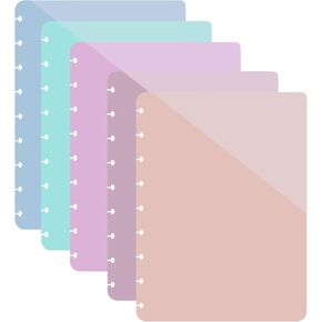 5 Pack Dividers Discbound with Pockets Plastic Disc Binder Insert Folder Index Divider Letter Size Assorted Colors Notebook Planner Accessories Tab Insertable 7.08 × 9.33" for Office School