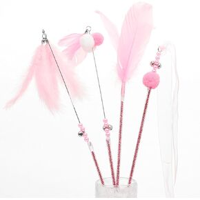 2Pcs Cat Interactive Wand Cat Toys Toy, Funny Cat Stick, for Indoor Cats to Chase and Exercise, Fun Cat Teaser (Pink, one Size)
