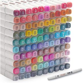 Alcohol Markers 100 Colors Art Markers Professional Art Pen Dual Tips Plus 1 Blender Permanent Ink for Painting, Coloring and Drawing