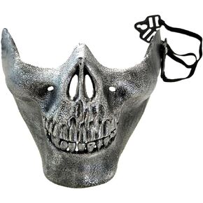 Soochat Halloween Skull Skeleton Mask Skull Face Mask Skeleton Half Face Mask for Cosplay Masquerade Party Costume Accessory (Silver)
