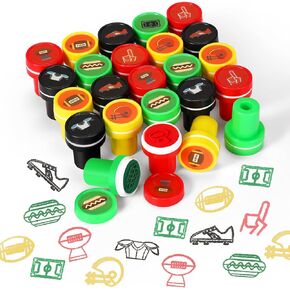 Aoriher 24 Pcs Football for Kids Sport Stampers Self Inking for Sport Party Favors Goodies Bag Stuffers Classroom Club Rewards Party Treat Birthday Party Supplies (Football)