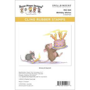 Spellbinders Birthday Wishes Cling Rubber Stamp Set, Red