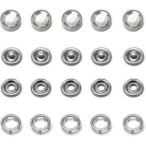 لؤلؤة اللؤلؤ للقميص الغربي ، 50 مجموعة 16L/9MM SNAP SNAP STAPLING CLASSION PEARL PRONG SNAPS للملابس الأزرار بوبر مع صندوق تخزين واضح [مجوهرات الشكل الماسي] (أبيض)