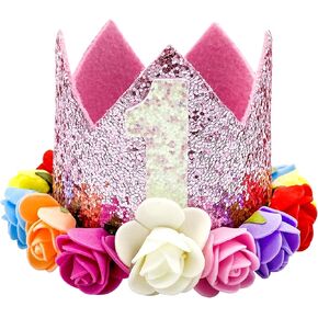 تاج زهرة بريق أول عيد ميلاد ، قبعة حفلة عيد ميلاد الطفل الأولى ، دعائم كشك الصور للطفلة ، هدايا عيد ميلاد