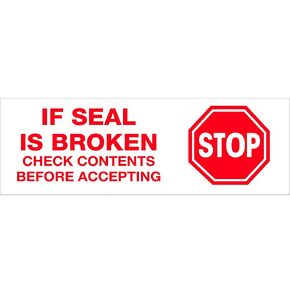 Tape Logic 3 Inch x 110 Yards Pre-Printed Packing Tape, "Stop If Seal is Broken", 2.2 Mil Thick, Red/White, 24 Pack, for Packaging, Shipping, Moving, Home and Office