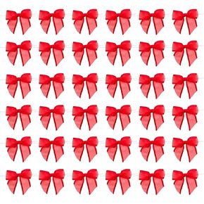 Bright Creations Red Organza Bow Twist Ties for Favors and Treat Bags (1.5 Inches) - Pack of 36