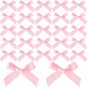 35 PCS Small Pink Ribbon Bows, Satin Ribbon Tie Bow, Mini Bowknot Ribbons Decoration Accessories for DIY Crafts, Christmas, Wedding, Birthday