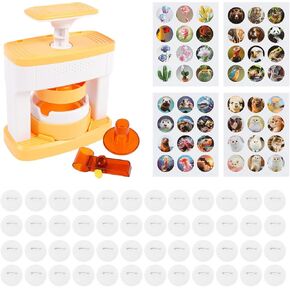 Badge Maker for Kids, DIY Pin Badge Button Maker, Portable Press Machine Badge Punch Kit with 48 Pattern Paper and 48 Badge, Cute Press Pin Maker Machine for Children