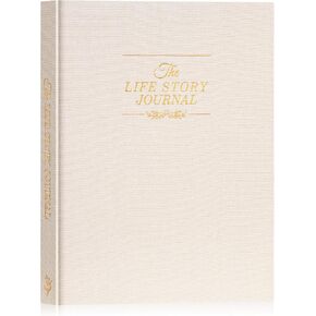 Lanpn Grandparents Life Story Journal Book with Prompts, Linen Legacy Journal Mom Dad Story Memory Keepsake Journal, Tell Me Your Life Story Memory Book to Fill Out, Grandpa Grandma Parent Gift,Beige