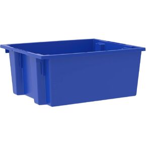 Akro-Mils 35225 Nest and Stack Plastic Storage Bins, Heavy Duty Industrial Strength Totes for Storage, Transportation and Material Handling Boxes, 23-1/2" L x 19" W x 10" H, Blue, 3-Pack