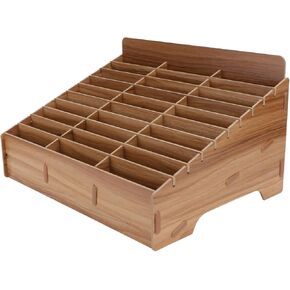 1PC Wooden Cell Phone Management Box, Multi-Grid Storage Organizer with 30 Slots for Classroom and Office Use