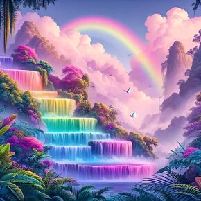 BOHADIY Rainbow Waterfall 5D Diamond Painting Kits for Adults Beginners,DIY Diamond Art Kit Full Round Drill,Paint by Diamonds Dot Gem Arts and Crafts Crystal Sets,Home Wall Decor 12x12inch