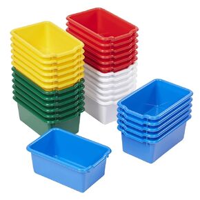 ECR4Kids Scoop Front Storage Bin, Multipurpose Organization, Clear, 30-Piece