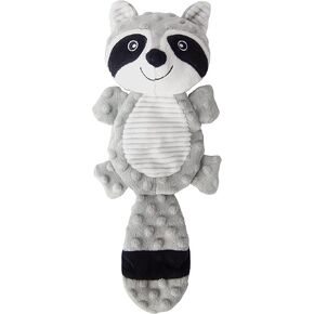 No Stuffing Squeaky Dog Toys Plush Chew Toy for Small Medium Puppy Large Breed, Stuffless Cute Animal Plush Toy for Indoor Play, Tough Durable Teething Interactive Gift, Raccoon,Gray
