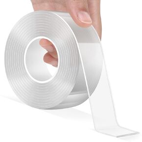 Double Sided Tape Heavy Duty, Transparent Magic Nano Tape, Multipurpose Removable Adhesive Grip Mounting Tape Washable for Carpet, Wall Decor, Hanging Picture, DIY Projects